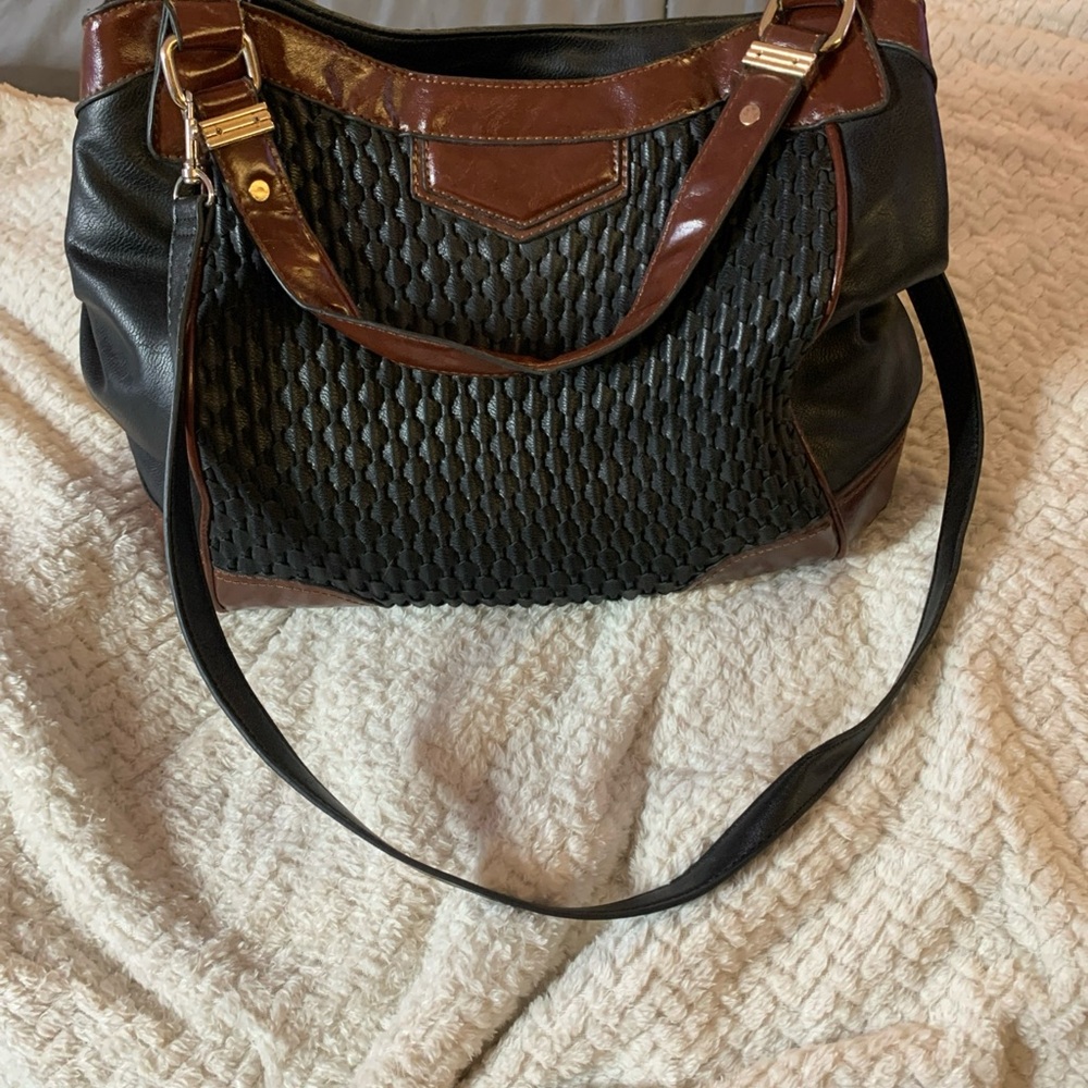 Chic Black and Brown Women's Shoulder Bag